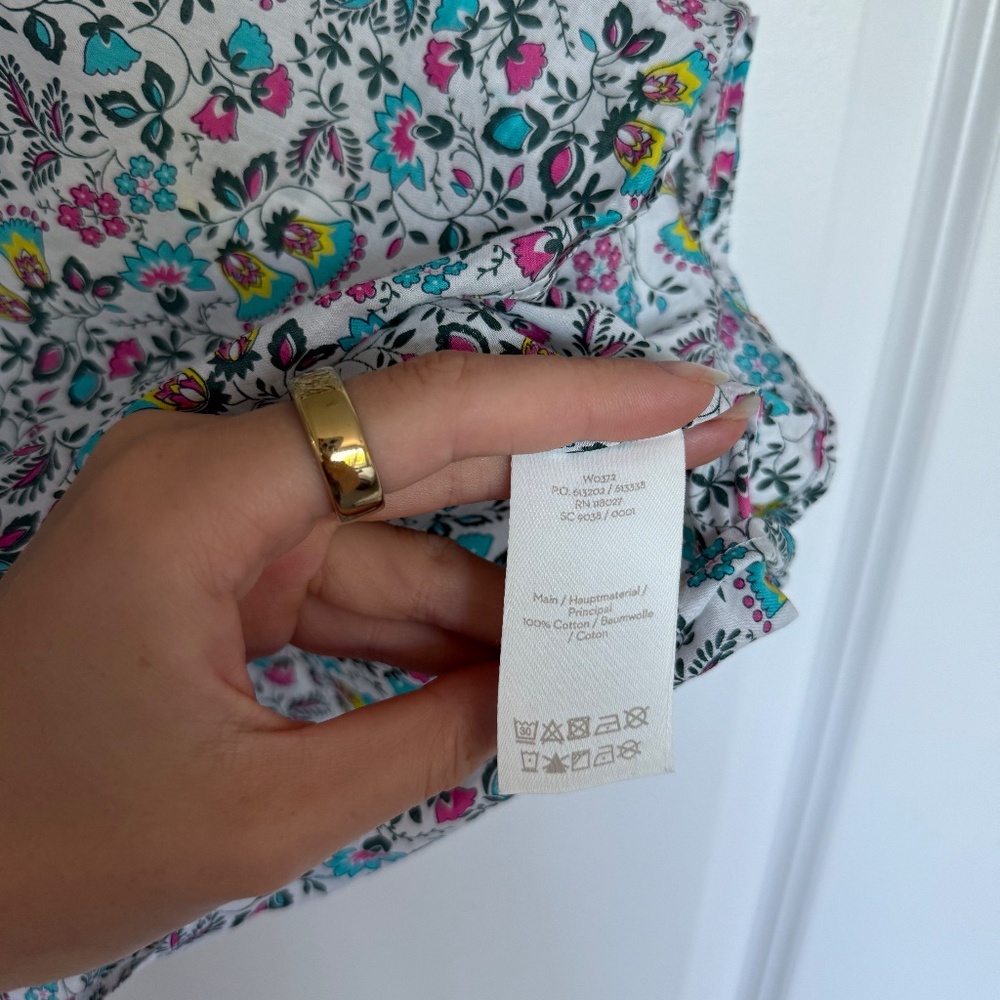 Boden Laurie Tassel Tie Sleeveless Cotton Blouse in Ivory Exotic Garden US 10 - Picture 6 of 7